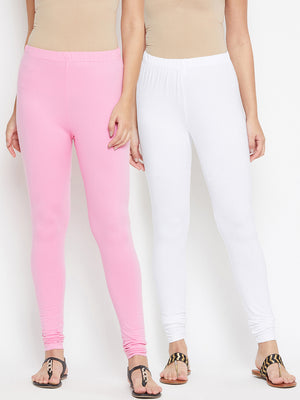Buy Women's Ankle Length Leggings Combo Pack of 2 | Free Size | Cotton Lycra  Fabric (Beige + Dark Pink) at Amazon.in